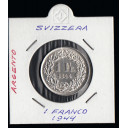 1944 - SVIZZERA 1 Franc  Argento Standing Helvetia Spl+